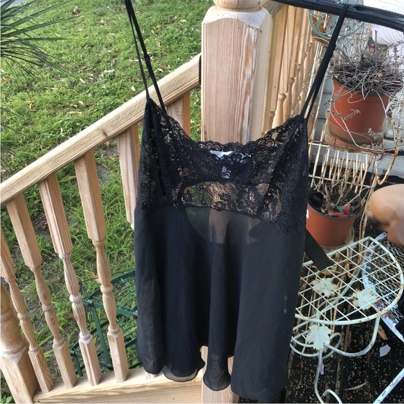 Victorias Secret Lingerie Black Sheer Lace Slip Sz S Vtg Heart Label Adjustable - Picture 6 of 6
